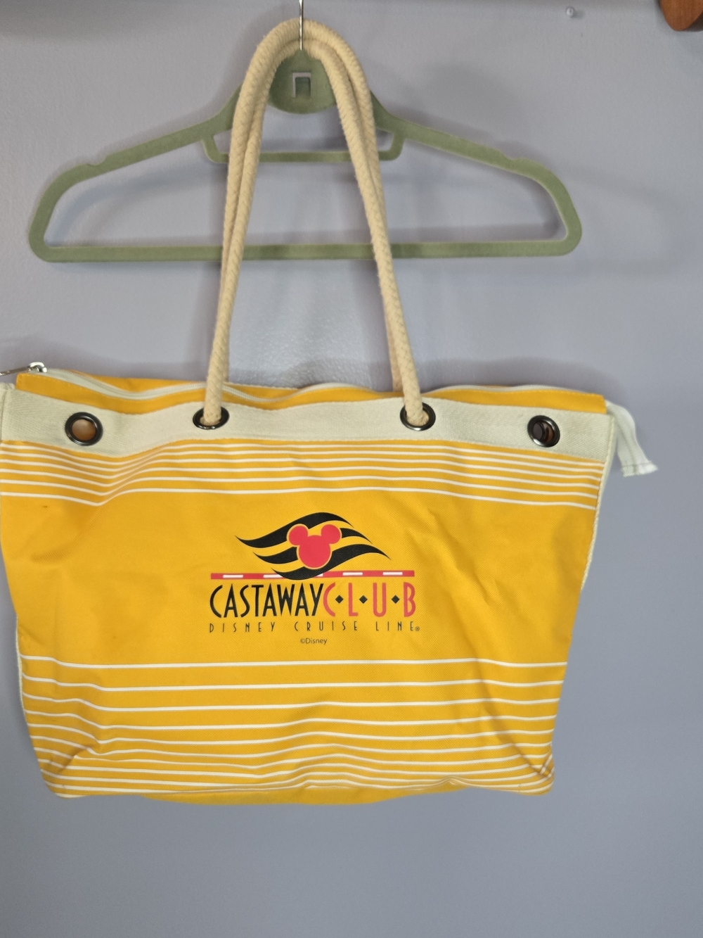 -SOLD- 2013 Disney Castaway Club Yellow Stripe Tote Bag
